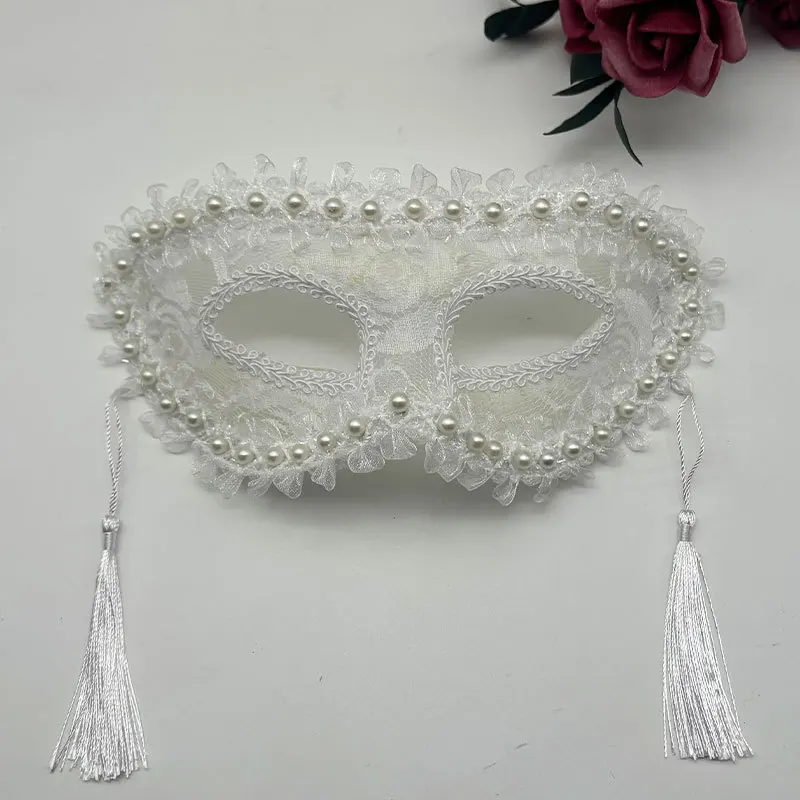 Halloween Cosplay Dames Half Gezicht Parel Kant Lint Masker Make-up Bal Cosplay Party Prop Decoratie Maskerade Masker