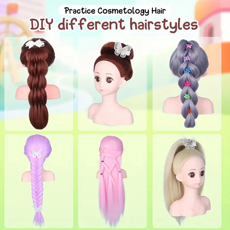 Mannequin Head with Hair 16 Inch Manikin Doll Head for Hair Styling and Braiding Practice for Girls