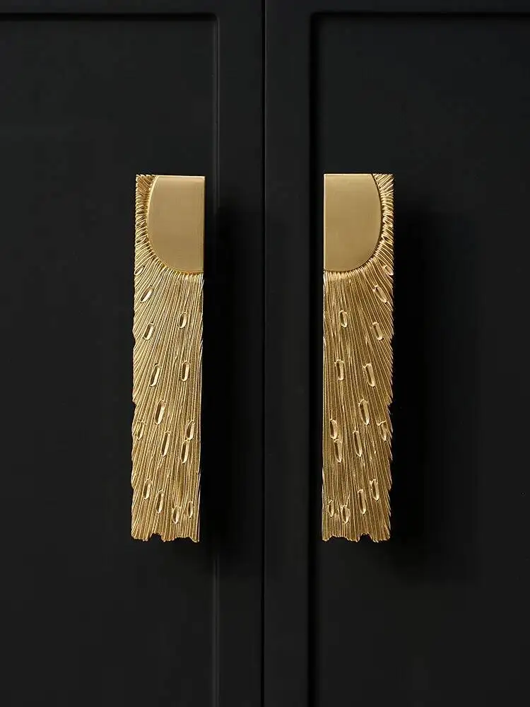

French Brass Pulls Wardrobe Door Drawer Light Retro Cabinet Furniture Hardware Pure Copper Handle