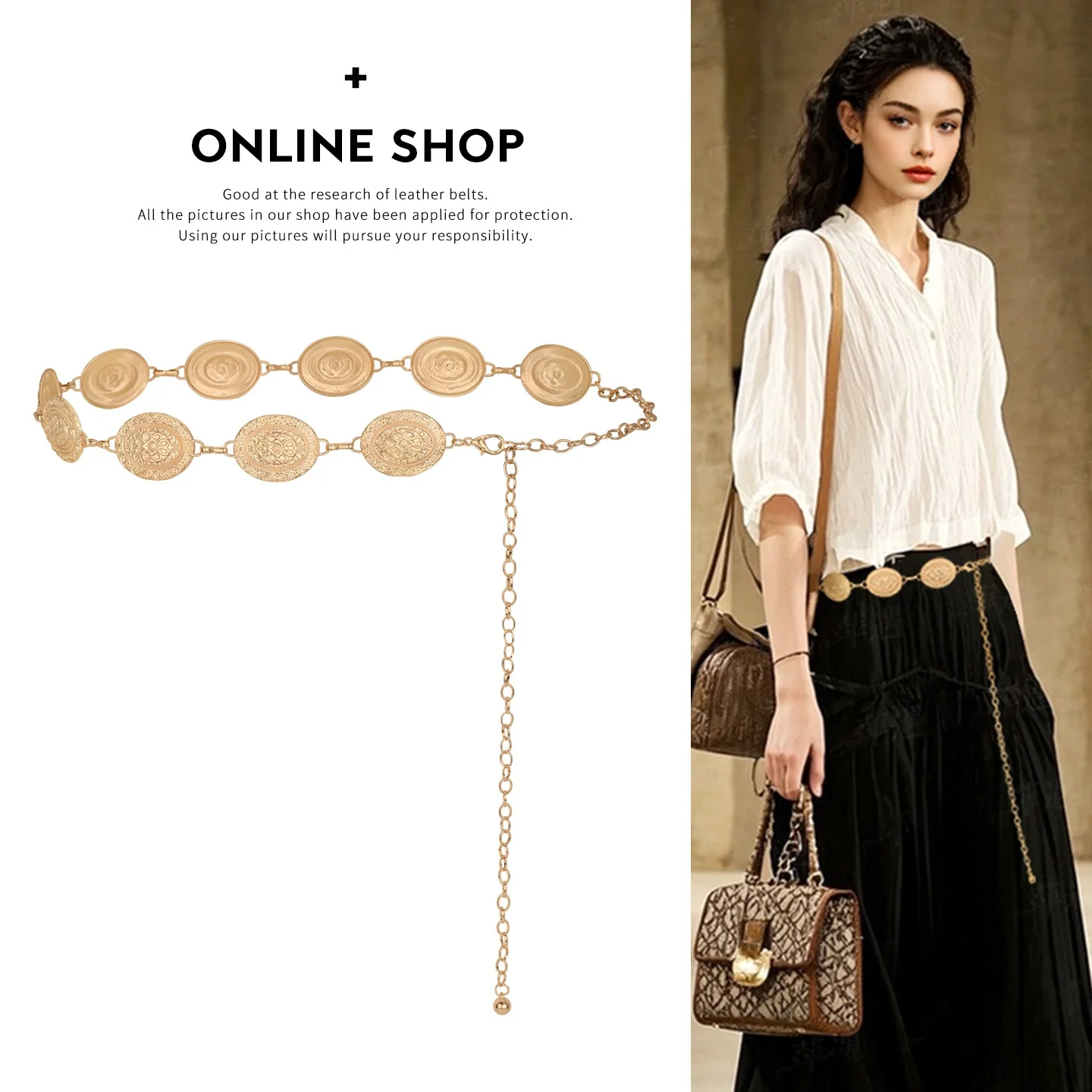 ファッショナブルなゴールドメタルウエストチェーンベルト-レディース-夏の新作-ホリデー雰囲気-高級感-レディースアクセサリー