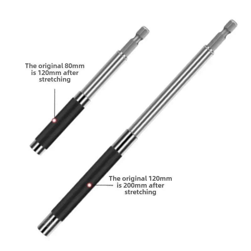 6.35mm Hexagonal Handle Screwdriver Magnetic Drill Bit 2 Screwdriver Heads Holder 80+120cm Extension Connection Telescopic Rod