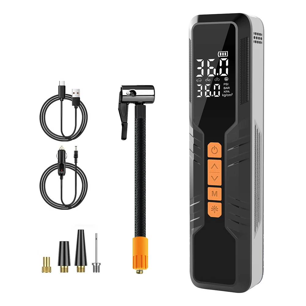 AliExpress NONE Air Pump Portable Electric Inflator Pump Digital Display Inflator 150PSI Max Basketball Tire 6000mAh Bike Car with 4 Nozzles LED