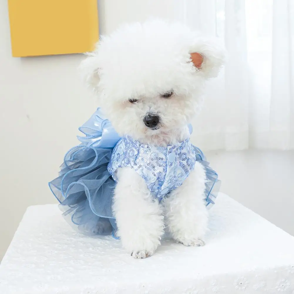 Dog Princess Dress Bling Lace Cake Camisole Dress For Small Puppies Doggie Dress-up Apparel For Wedding Parties