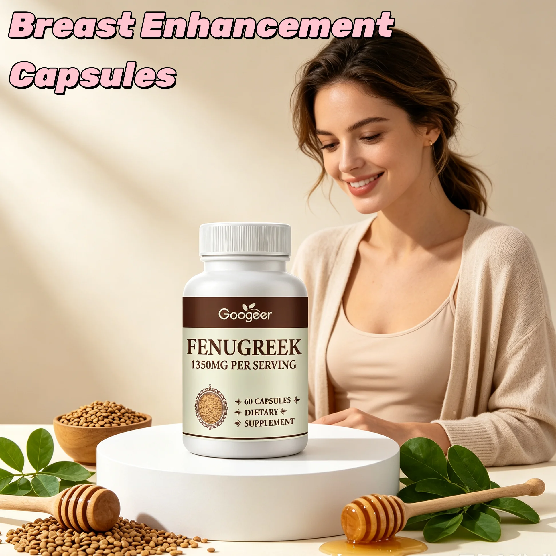 Premium Fenugreek Extract Capsule For Ladies Bust Plump Growth Breast Care Relieve Discomfort Hormonal Balance Daily Supplement