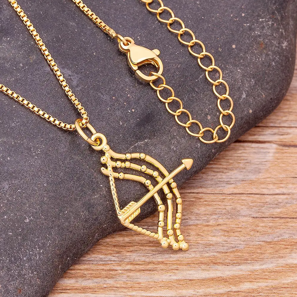 Nidin INS Fashion New Trendy Bow and Arrow Pendant Necklace for Women Men Collar Gold Plated Archery Choker Chain Jewelry Gift