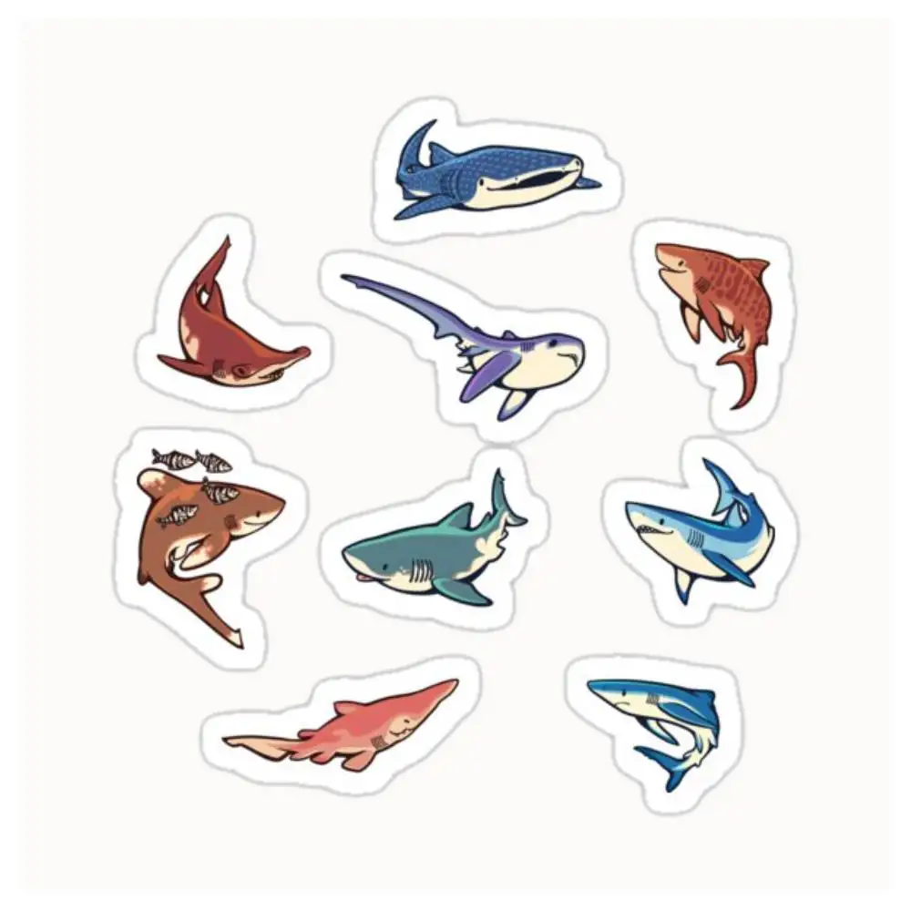 Sharks In The Light Blue Waterproof Stickers For Decorating Car Windows Motorcycles And Computers.