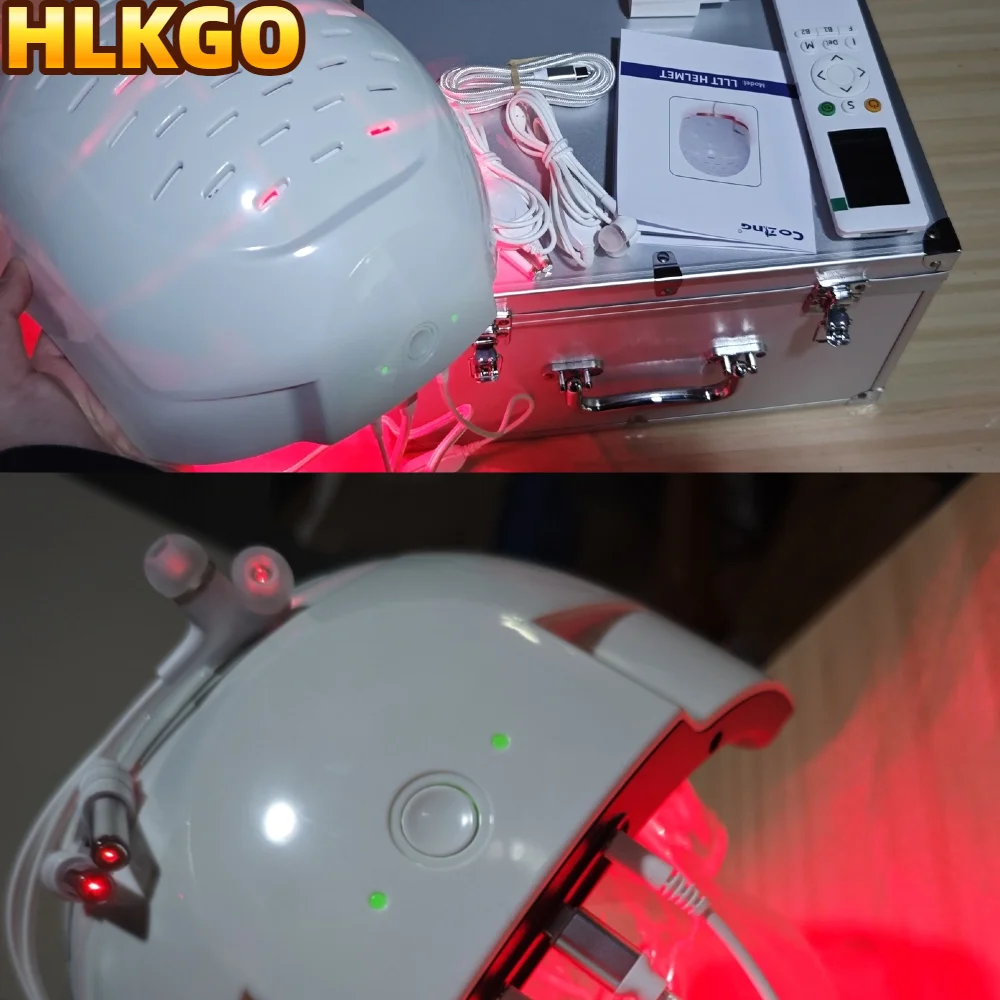 6750mW High Power Laser Hair Growth Helmet, Anti Hair Loss Treatment Cap 300 Beams, Remote Control Rechargeable Adjustable