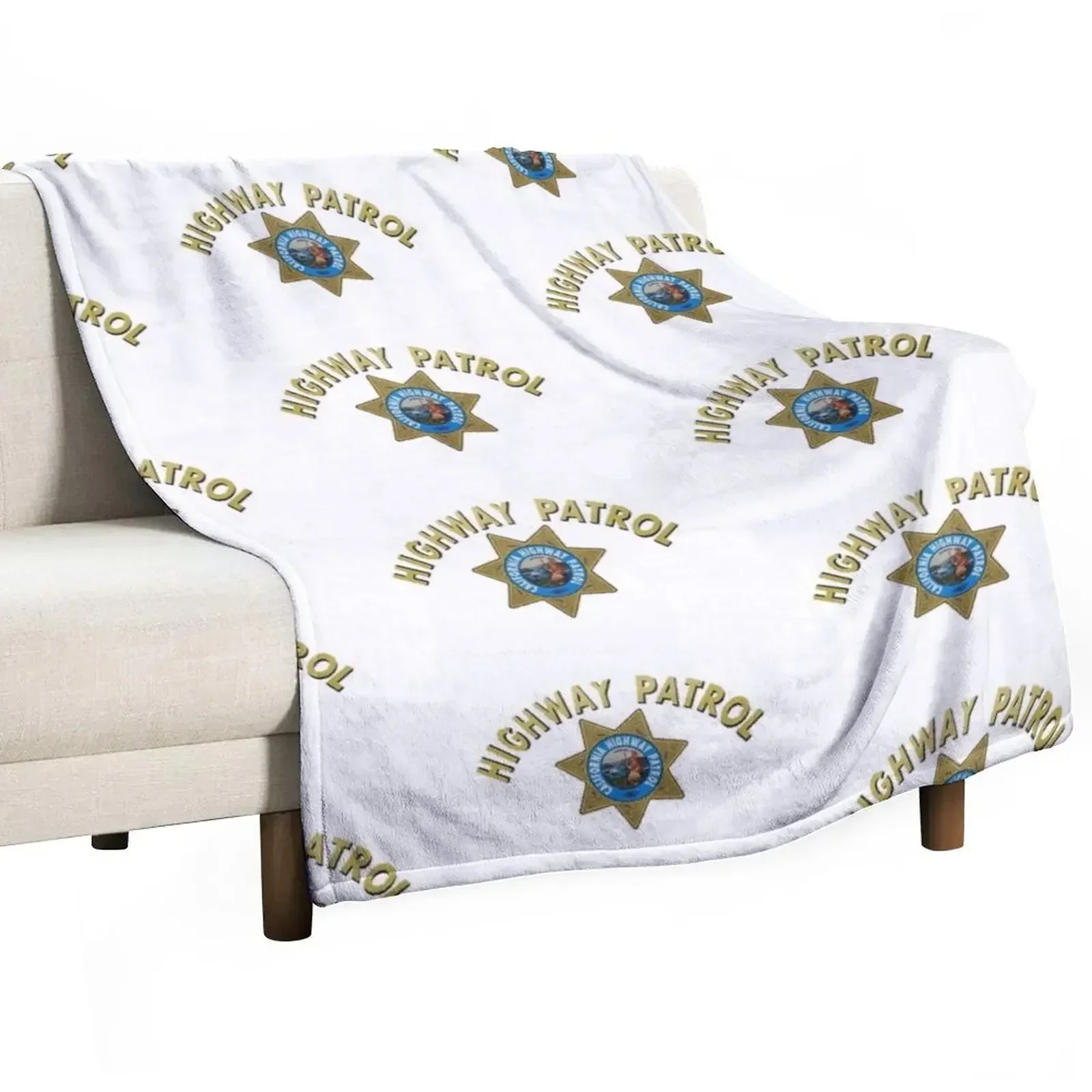 

California Highway Patrol Throw Blanket Plush Hairy bed plaid Blankets