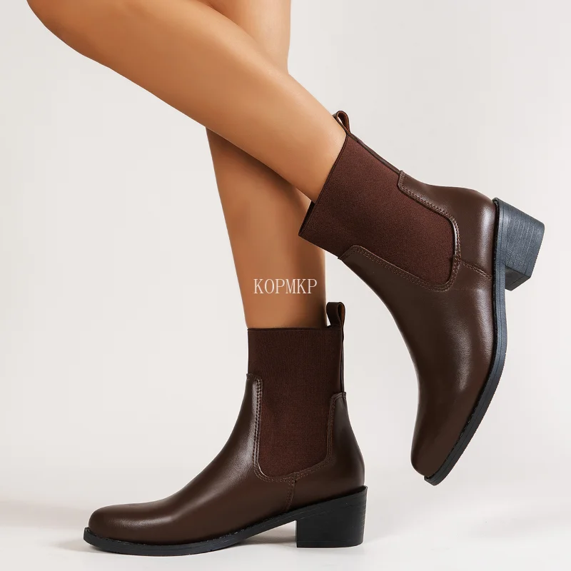 Winter/autumn Soft Leather Chelsea Boots Retro Women Boots Pointed Toe Ankle Boots British Style Short Boots Women Shoes 35-43