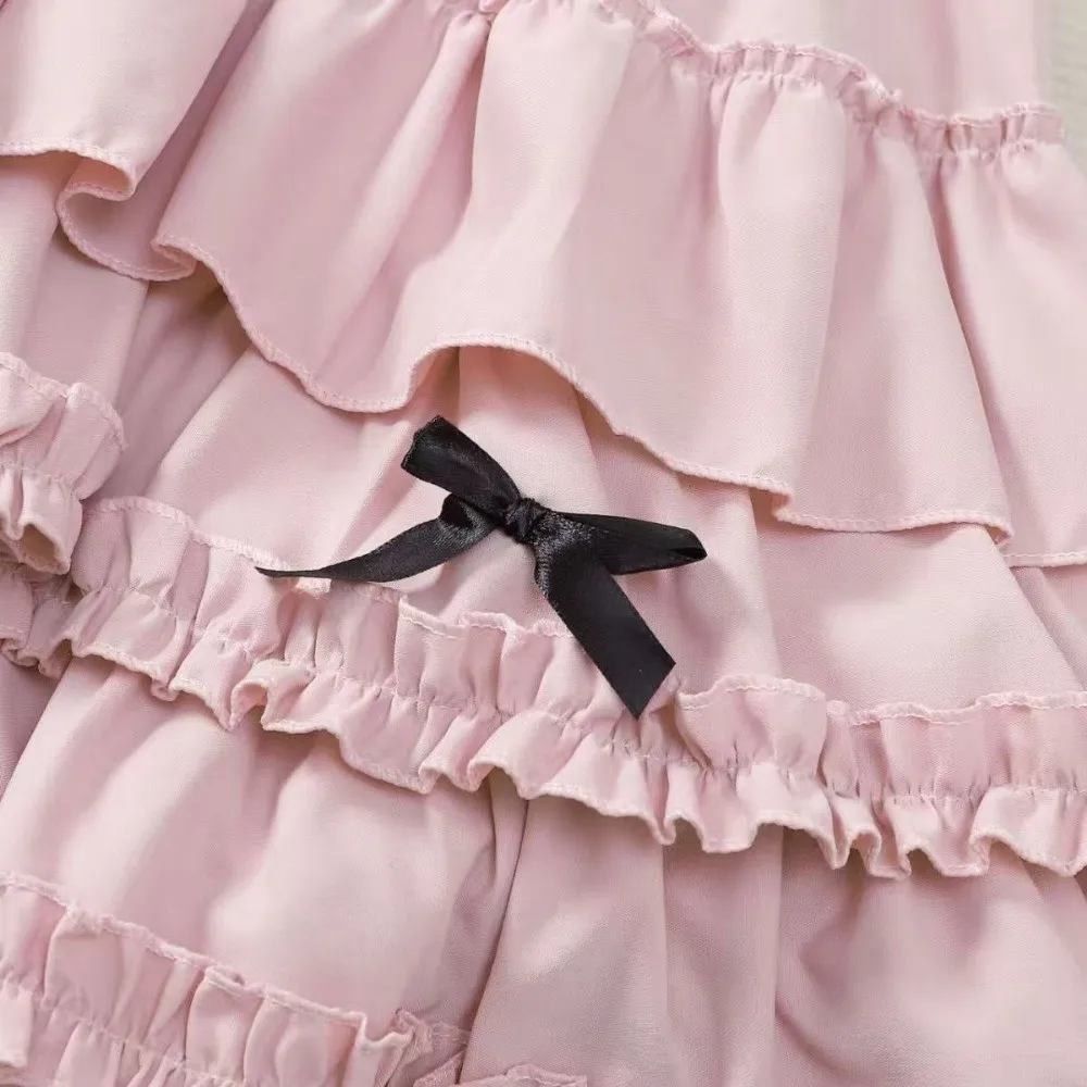 Fashion High Waist Pleated Bubble Skirt Short Casual Puffy Cake Skirt Sweet Balloon Skirt Women