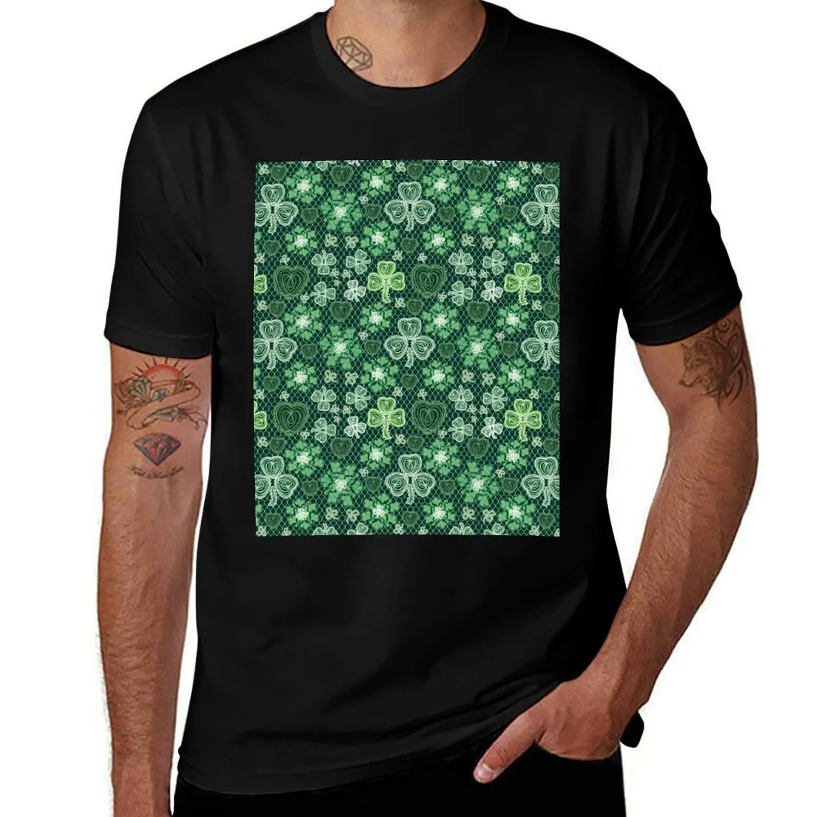 

Dark Green Irish Lace T-Shirt man t shirt heavy cotton g man t shirts for men anime t shirts oversize T-Shirt