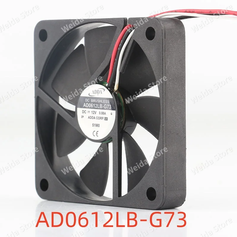 

Cooling fan Original new Taiwan ADDA 5V 24V 48V DC12V 0.08A AC EC 6010 60X60X10MM 6CM three-wire ball bearing Quiet AD0612LB-G
