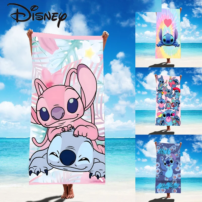 75x150CM Disney Stitch Bath Towel Kawaii Cartoon Cute Soft Absorbent Quick Dry Beach Towels Summer Swim Shower Washcaloth Gifts