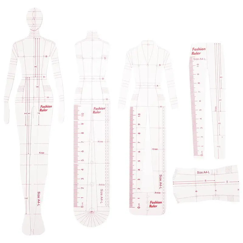 1 Set Clothing Drawing Template Ruler Model Fashion Sewing Patchwork Rulers Figure Drawing Template For Fashion Design