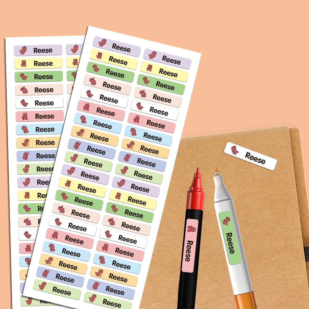 Étiquettes autocollantes personnalisées colorées avec nom de dinosaure, imperméables, pour jouets d'enfants, Logo, dissimulation des imperfections, couvrant les rayures sur les articles
