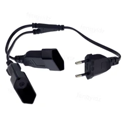 CEE7/16 EU 2 Prong Male to Female Dual Output,2 Ways Outlet Extension Cord European M/F Power Splitter Cable.