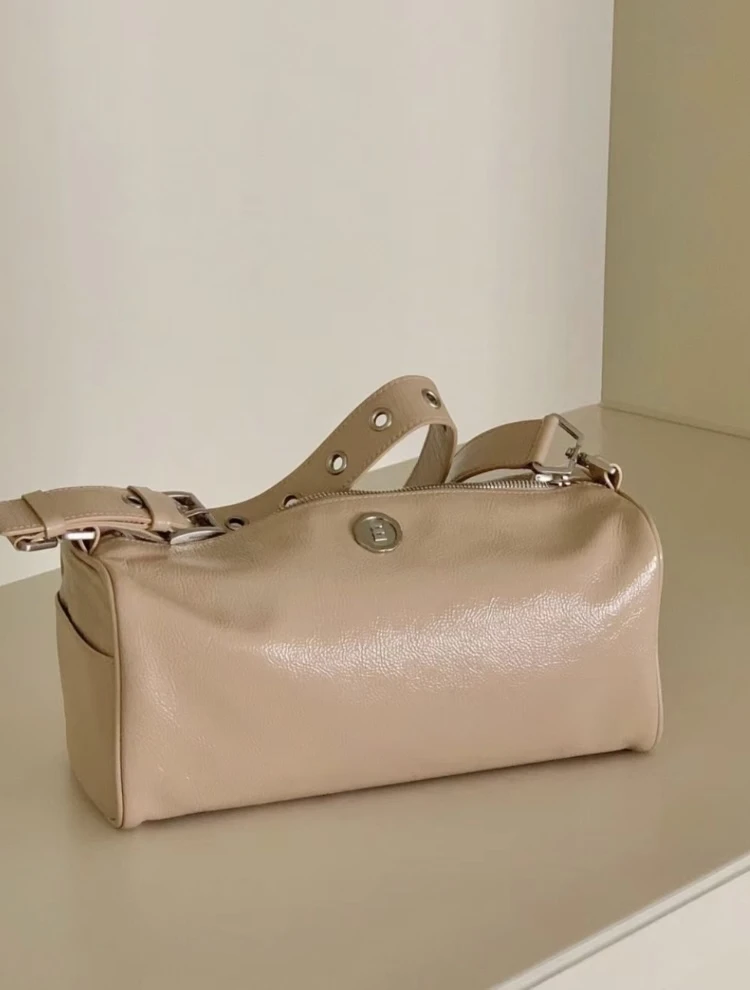 

Ute Pure Color Leather oulder Bag Women's Crossbody Bag Versatile Boston Sle Casual Handbag Youth Friendly