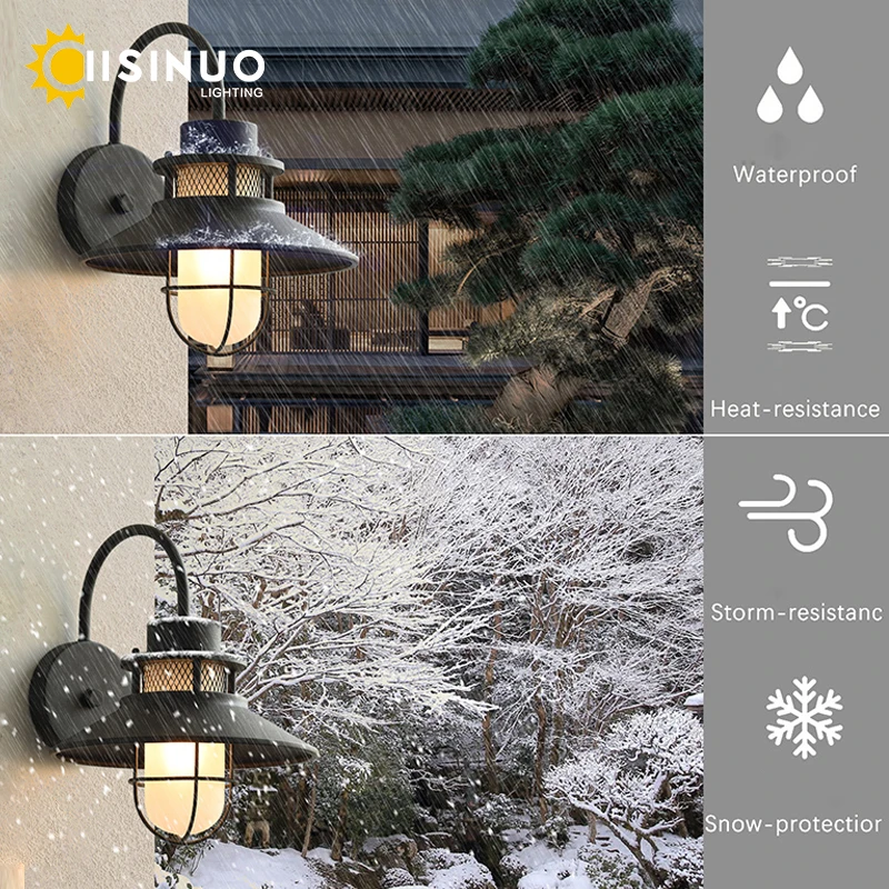 Vintage Outdoor Wall Light Weather-Resistant Rustproof Sconce Classic Farmhouse Design Garden Lighting for Patio Balcony Terrace