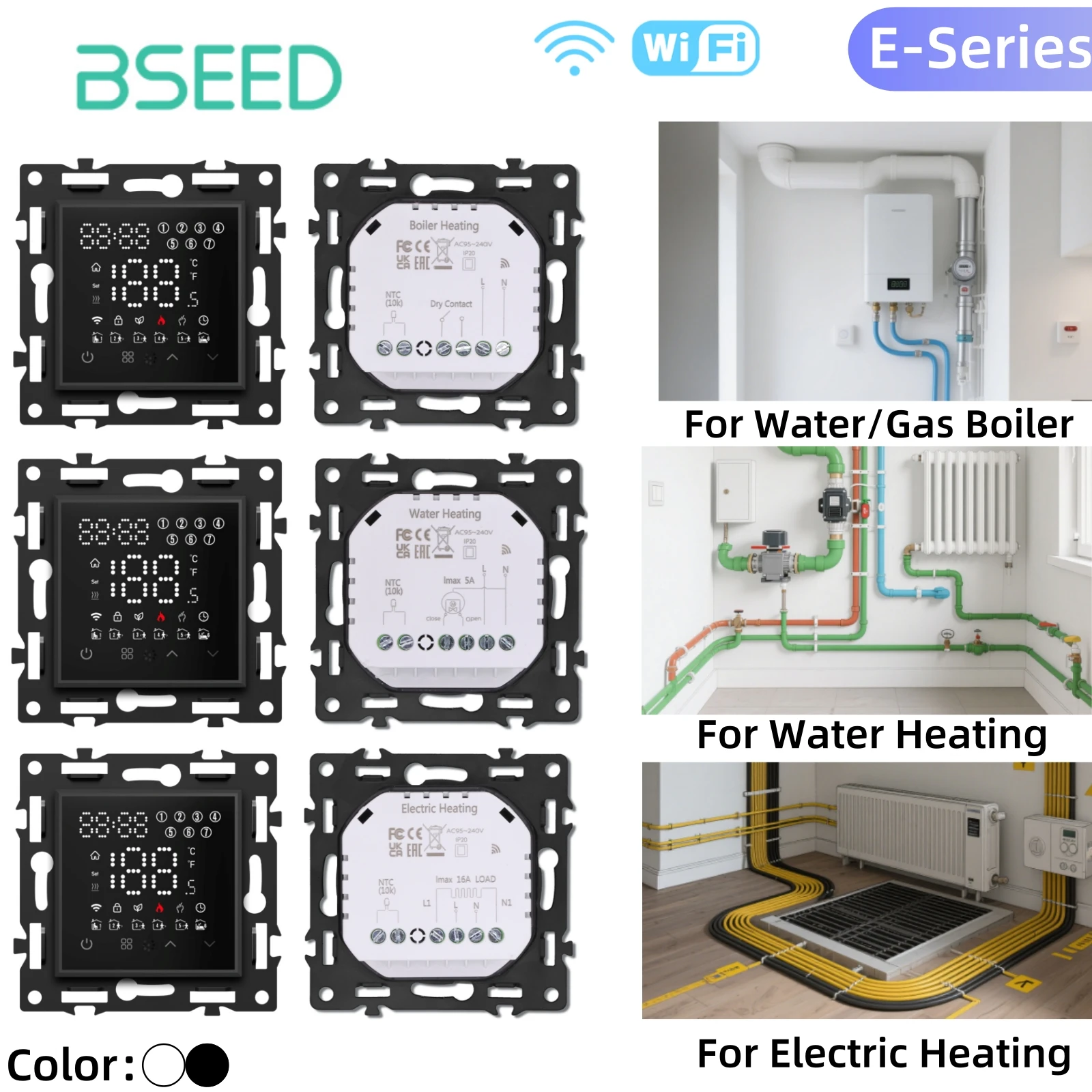 

BSEED WIFI Thermostat Water Electric Warm Floor Heating Gas Boiler Temperature Remote Controller Module with Alexa E Series DIY