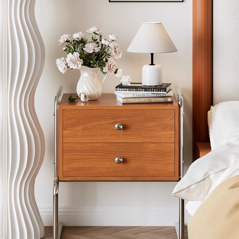 

Mid - ancient minimalist floating bedside table, designer - used home bedroom solid wood bedside cabinet, storage cabinet