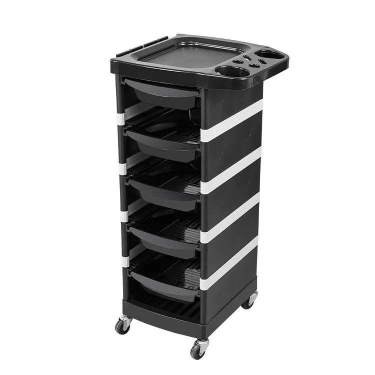 ！@Large Capacity Hair Salon Cart with Push-able Design for Perm Dye Haircut Curling Rod Storage