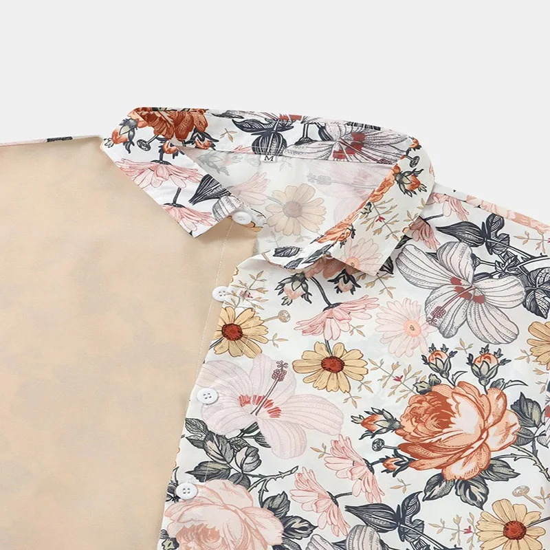 Summer New Men's Casual Splicing Short-sleeved Beach Shirt Men's Fashion Shirt