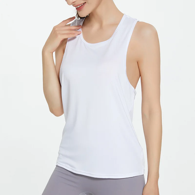 Fitness Yoga Tank Top Back Beauty Sleeveless Sportswear For Women Summer Training Outerwear Large Size Fast Dry Sports T-shirt