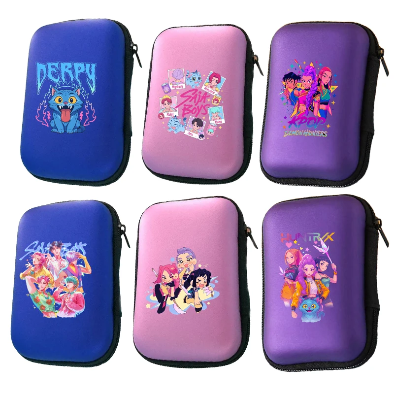 

Kpop Demon Hunters Portable Data Cable Storage Bag anime Waterproof Zipper Earphone Case Coin Pouch Card Bag Protective Box gift