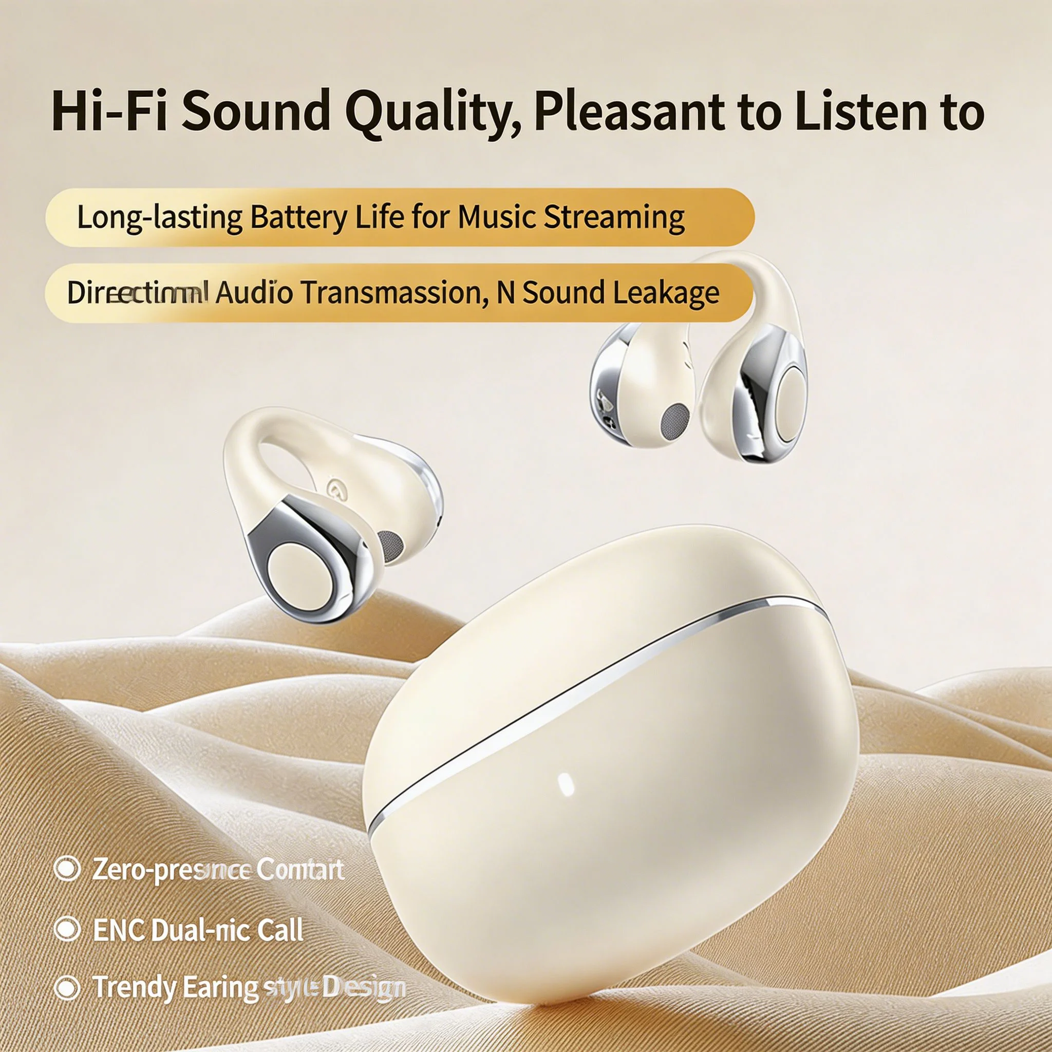 Open Style Bletooth Earphone Long Battery Life Ear Clip Earphone Bluetooth 5.4 Listen Music Phone Call