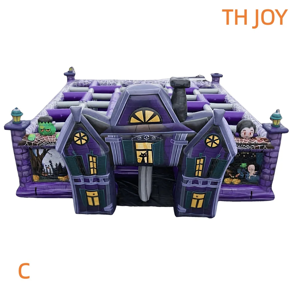 Großes 8x8m aufblasbares Spukhaus Halloween Laser Tag Labyrinth gruseliges Zombie aufblasbarer Fluchtraum Labyrinthspiele