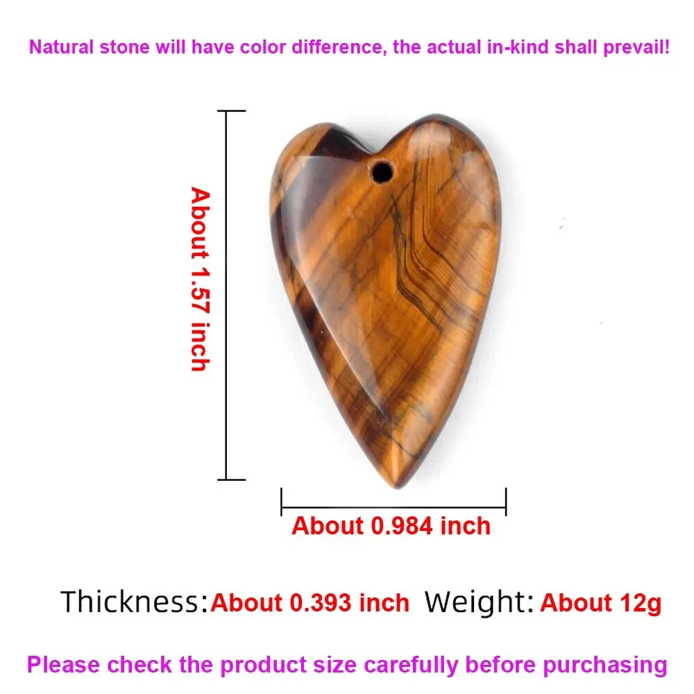 40x25mm Big Heart Shape Pendant Natural Stone Crystal Agate Quartz Charms for Jewelry Making DIY Necklace Earrings Accessories