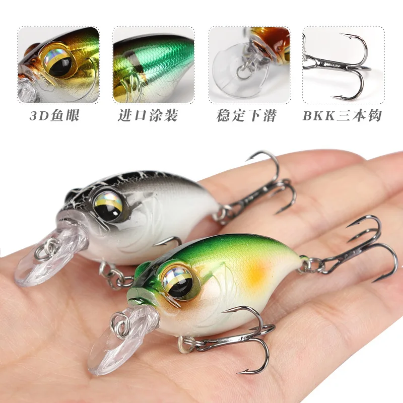 1 PCS Fishing Lure 38mm 8g bait rock short tongue little fat man far cast light sea bass mouth fish bait