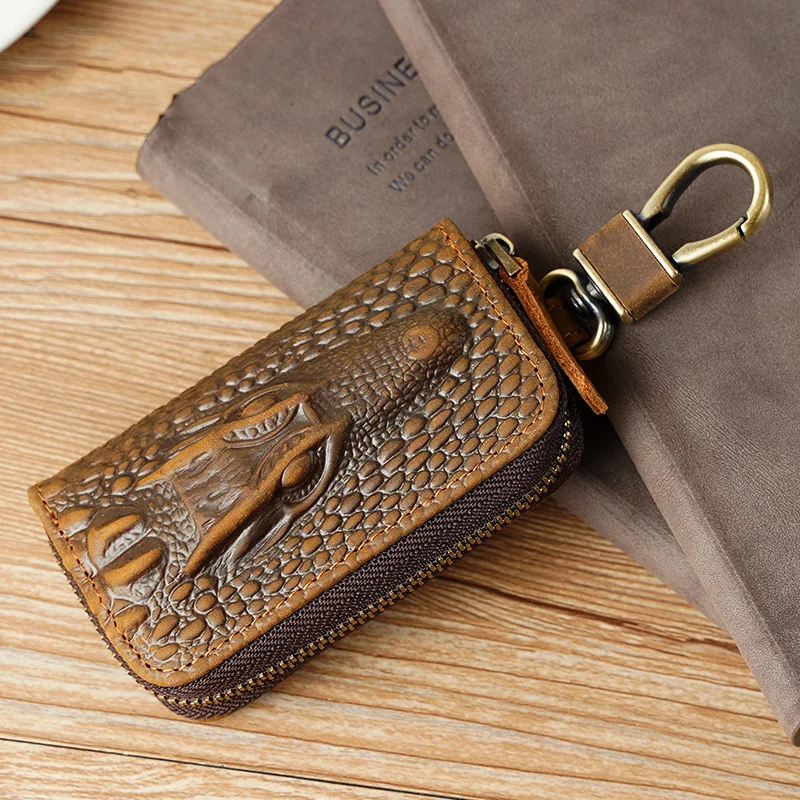 Alligator Pattern Key Wallet Auto Car Purse Wallets Genuine Leather Key Case Car Key Bags For Men Male Key Holder Cowskin