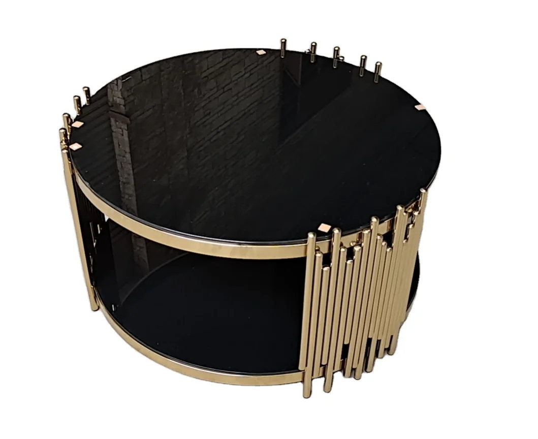 Golden Silver High Fashion Design Stainless Steel Living Room Round Coffee Table Furniture