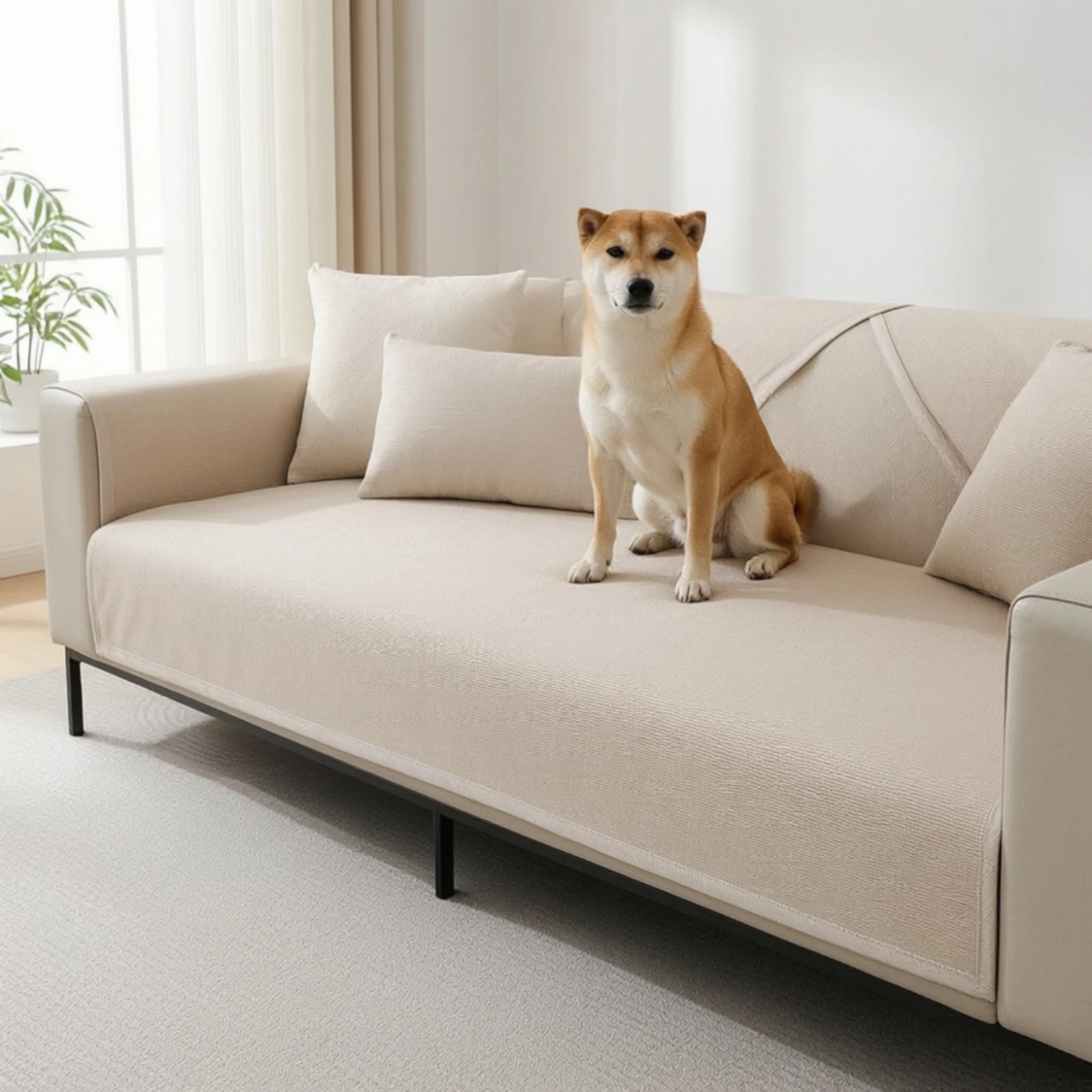 Sofa Cover Mat Waterproof Sofa Seat Cover Furniture Protector Mat Anti-Scratch Slipcover Non-Slip for Cat Owners, Living Room