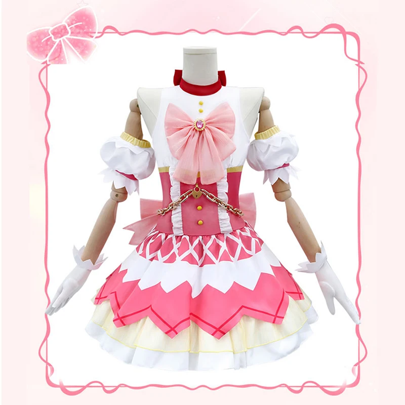 The Night of Witch Magi Madoka Cosplay sweet pink Cake dress Ruby Corsage bow women Costume