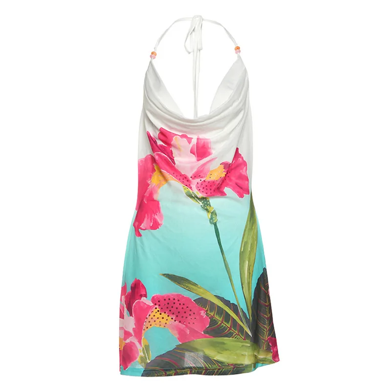 فستان نسائي صيفي جديد مثير للعطلات لعام 2025 بحزام مطبوع وياقة متأرجحة للتخسيس والخلف #6