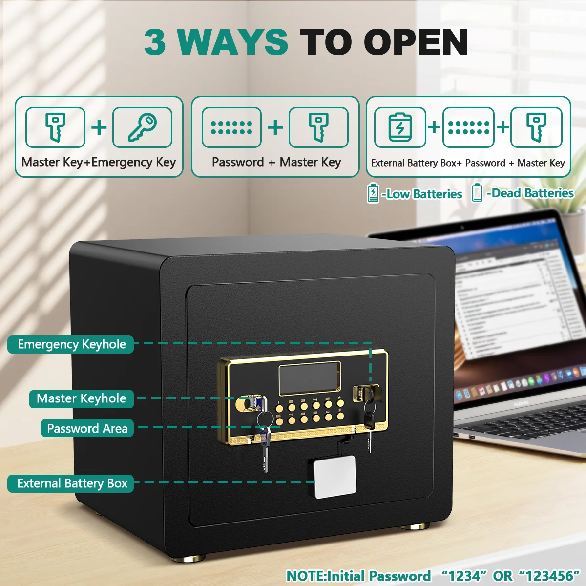BESAFETY 2.0 to 5.3 Cuft Safe Box, Digital Keypad Home Security Safe With Fireproof Waterproof Bag & Adjustable Shelf