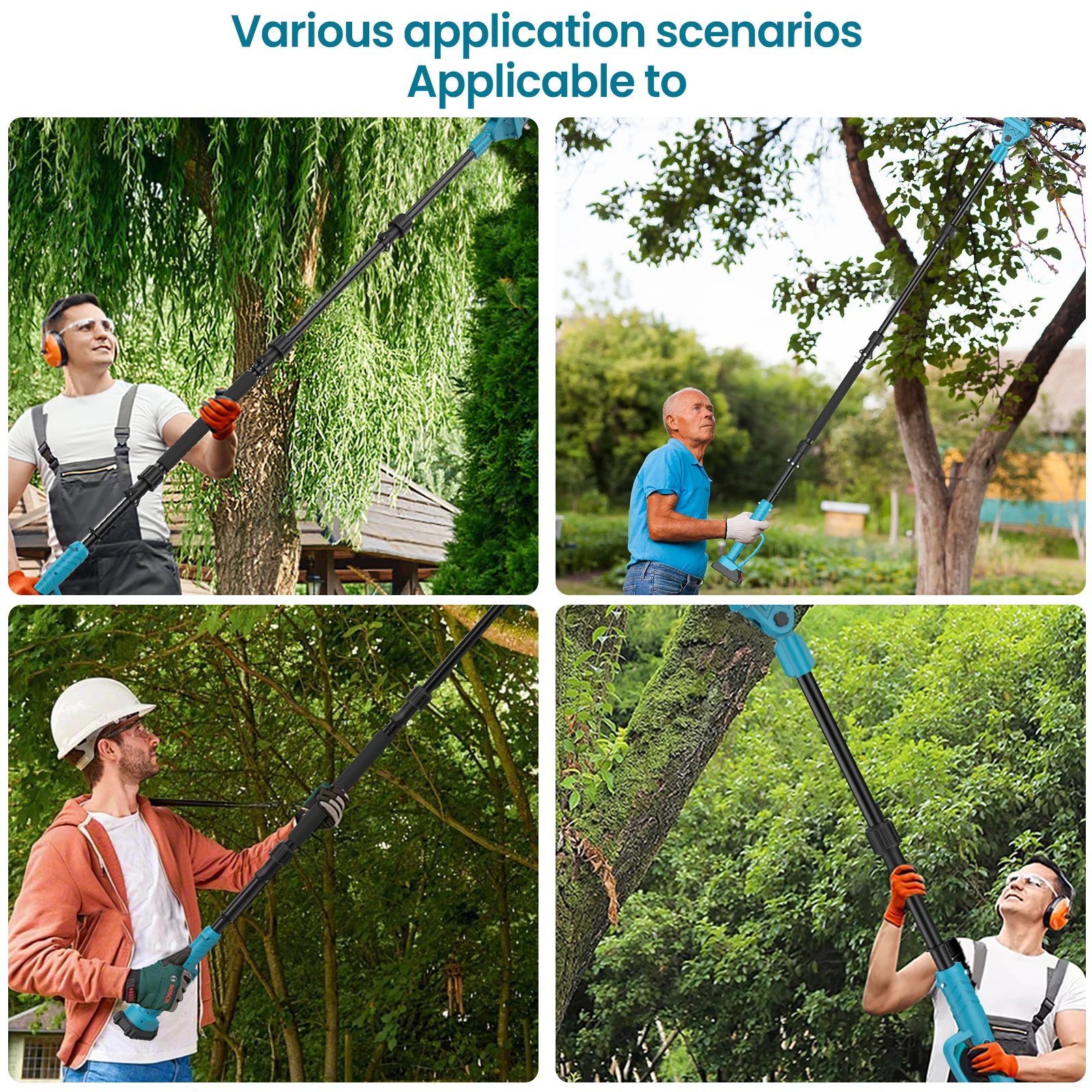 Afbeelding 3: 2M telescopische snoeischaarpaal voor Makita 18V kettingzaag, verlengpaal van aluminiumlegering met 5-hoek verstelbaar en antisliphandvat