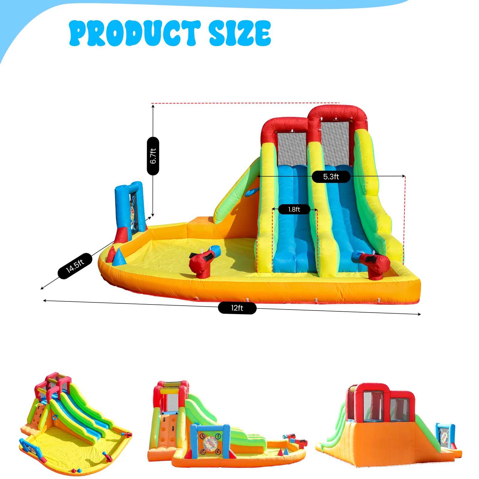 Inflatable Double-slide Water Slide Inflatable children's playground, children's pool, slide