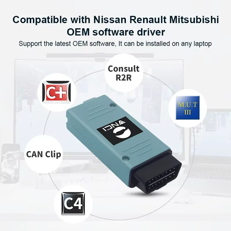 VNCI RNM for Nissan/Renault/Mitsubishi 3-in-1 Diagnostic Scanner,Compatible with C+,C4,Consult R2R,CAN Clip,M.U.T III Software