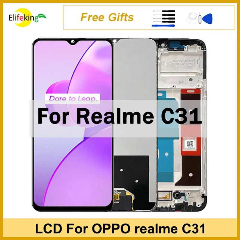 Screen For OPPO Realme C31 RMX3501 Display LCD Touch Screen Digitizer Assembly Replacement with Free Tempered Glass Tools