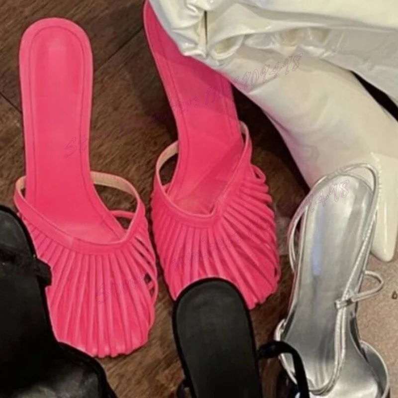 Paarse Ronde Neus Gesneden Hakken Slippers Lakleren Schoenen Voor Vrouwen Stiletto Hoge Hakken Sexy Feestschoenen 2024 Zapatos Para Mujere