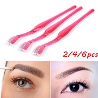 2/4/6pcs Portable Face Makeup Facial Lip Eyebrow Tweezer  Shaper Shaver Blade Eyebrow Razor  Knife Hair Remover Trimmer