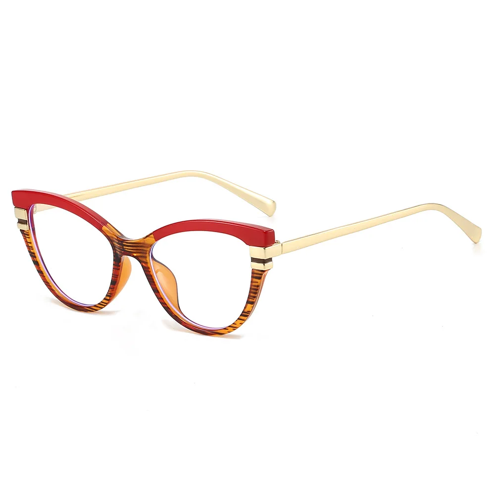 Fashion Cat Eye Anti Blue Light Glasses For Women Color Patchwork Designer Eyeglasses Frame For Optical