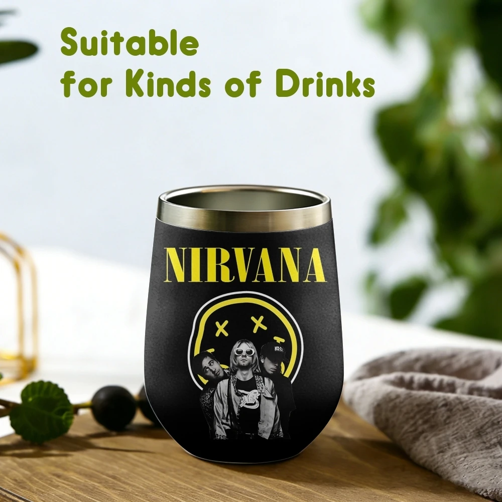 Rock Band N-nirvana Vacuum Flasks 12oz Insulated Wine Tumbler Vacuum Coffee Mug Egg Shape Thermos Cup - view 4