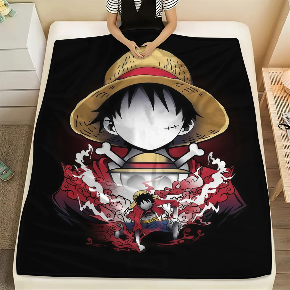 ONE PIECE Monkey D. Luffy Flannel Blanket Lovely Printed Design For Home Sofa Bed Chair Travel Picnic -HE46