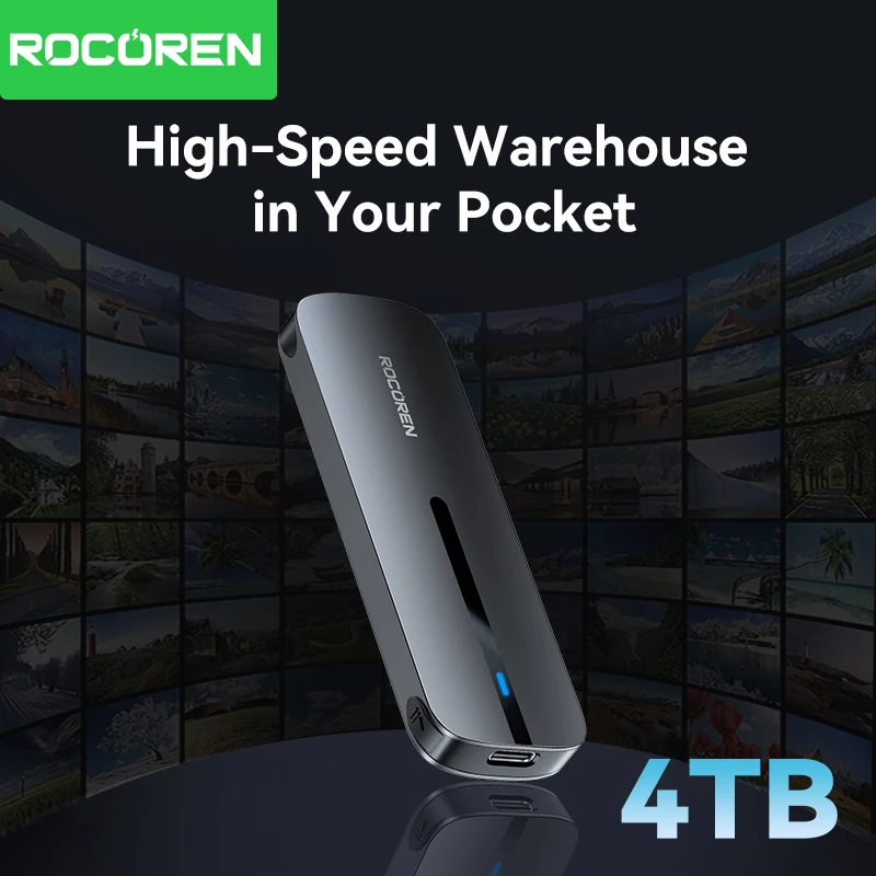 Rocoren External Enclosure M2 SSD Case M.2 NVMe SSD Enclosure Adapter 10 Gbps USB 3.1 Gen 2 USB Type-C Supports M and B&M Keys