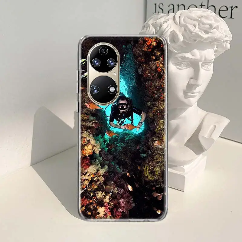 Deep sea diving Adventure Phone Case For Huawei P50 P40 Pro P30 Lite P20 P10 Mate 10 20 Lite 30 40 Pro Cover Coque