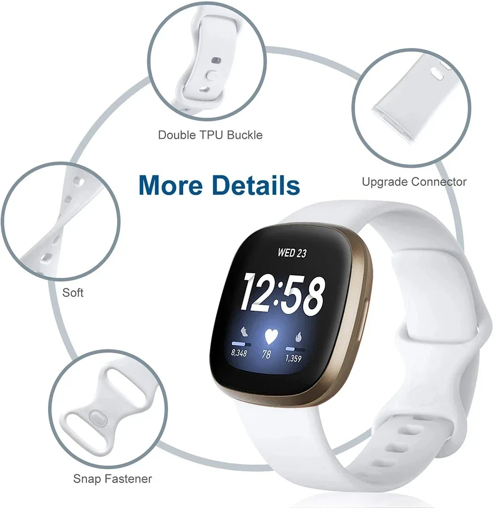 Bracelet en silicone pour Fitbit Versa 3, bracelet de rechange pour Fitbit Versa 4, fouet Fitbit 2, accessoires de bracelet de montre Smartwatch